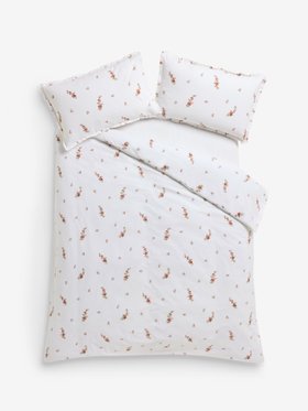 Cranberry Red Elsie Bouquet Mini Frill 200 Thread Count Duvet Cover and Pillowcase Set