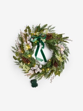 Green Pre Lit Pine Christmas Wreath