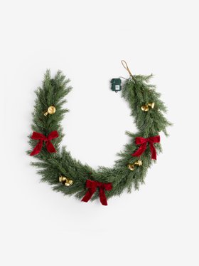 Green Pre Lit Bell Christmas Garland