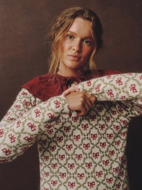 Ecru Bow Knitted Jumper