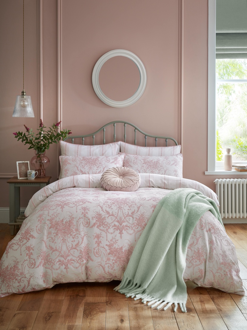 Blush 100% Cotton Tuileries Duvet Cover and Pillowcase Set