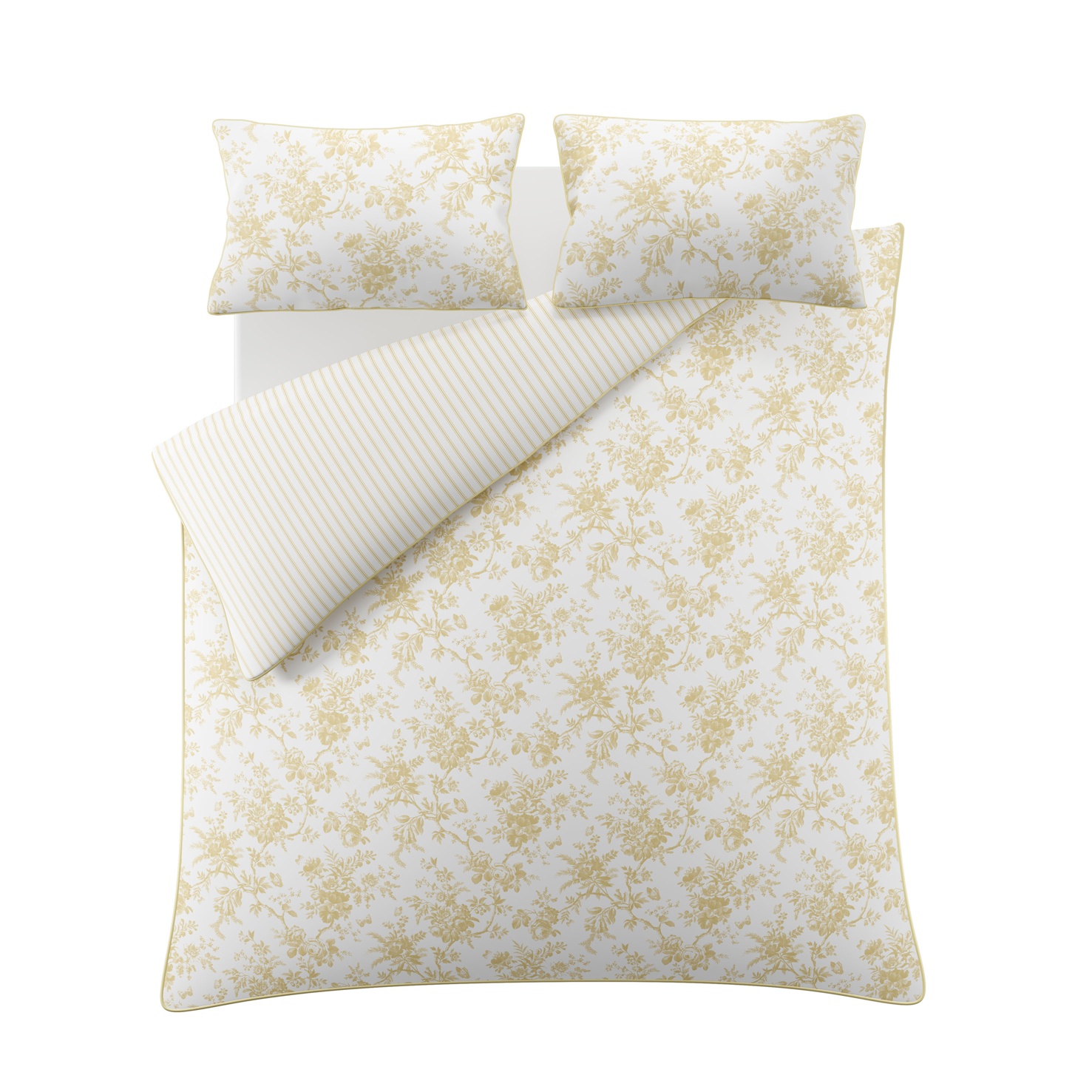 Ochre Yellow Walled Garden Duvet 100% Cotton Cover and Pillowcase Set