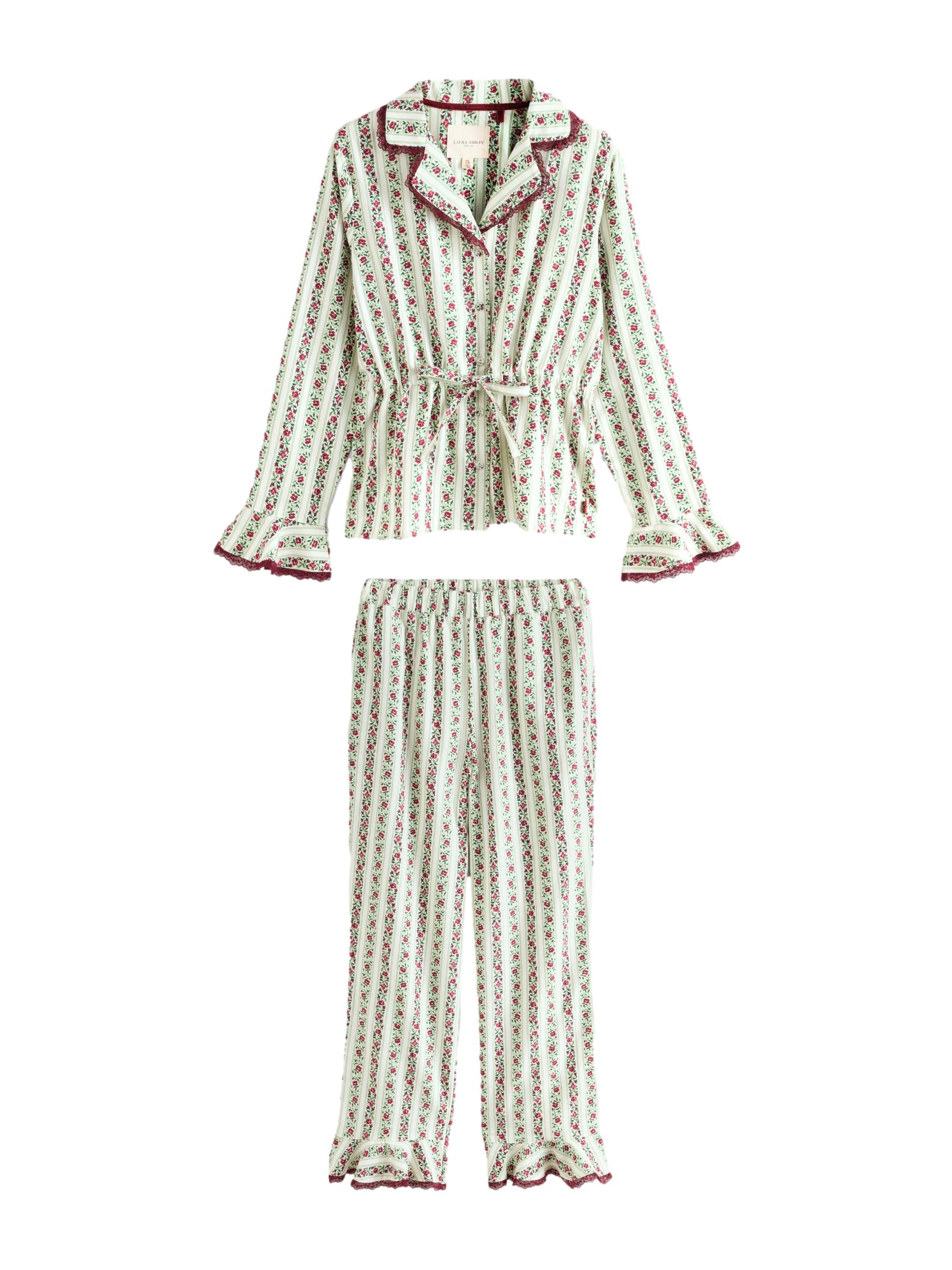 Red/Green Christmas Rose Button Through Pyjamas