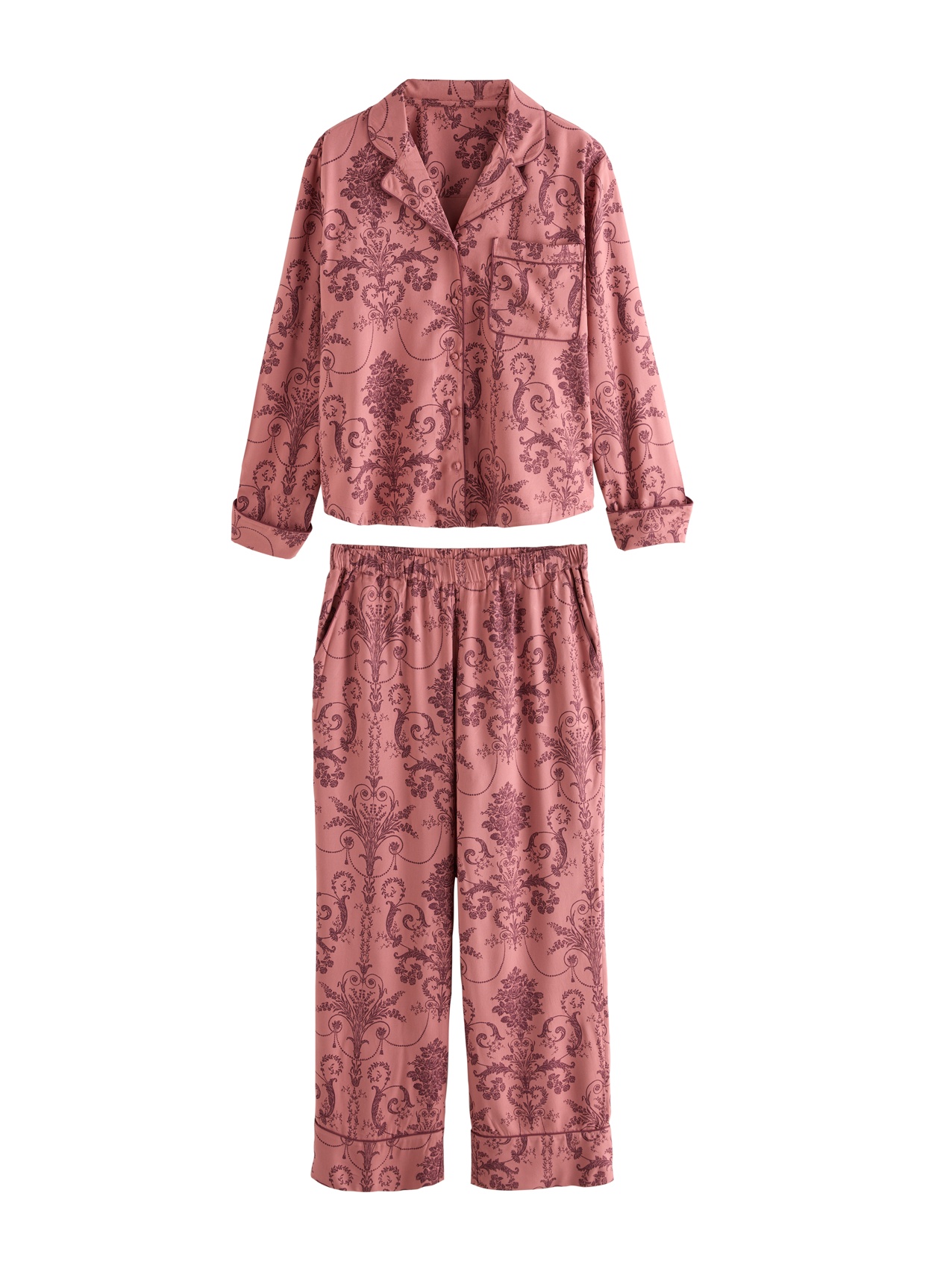 Rose/Burgundy Josette Button Through Pyjamas