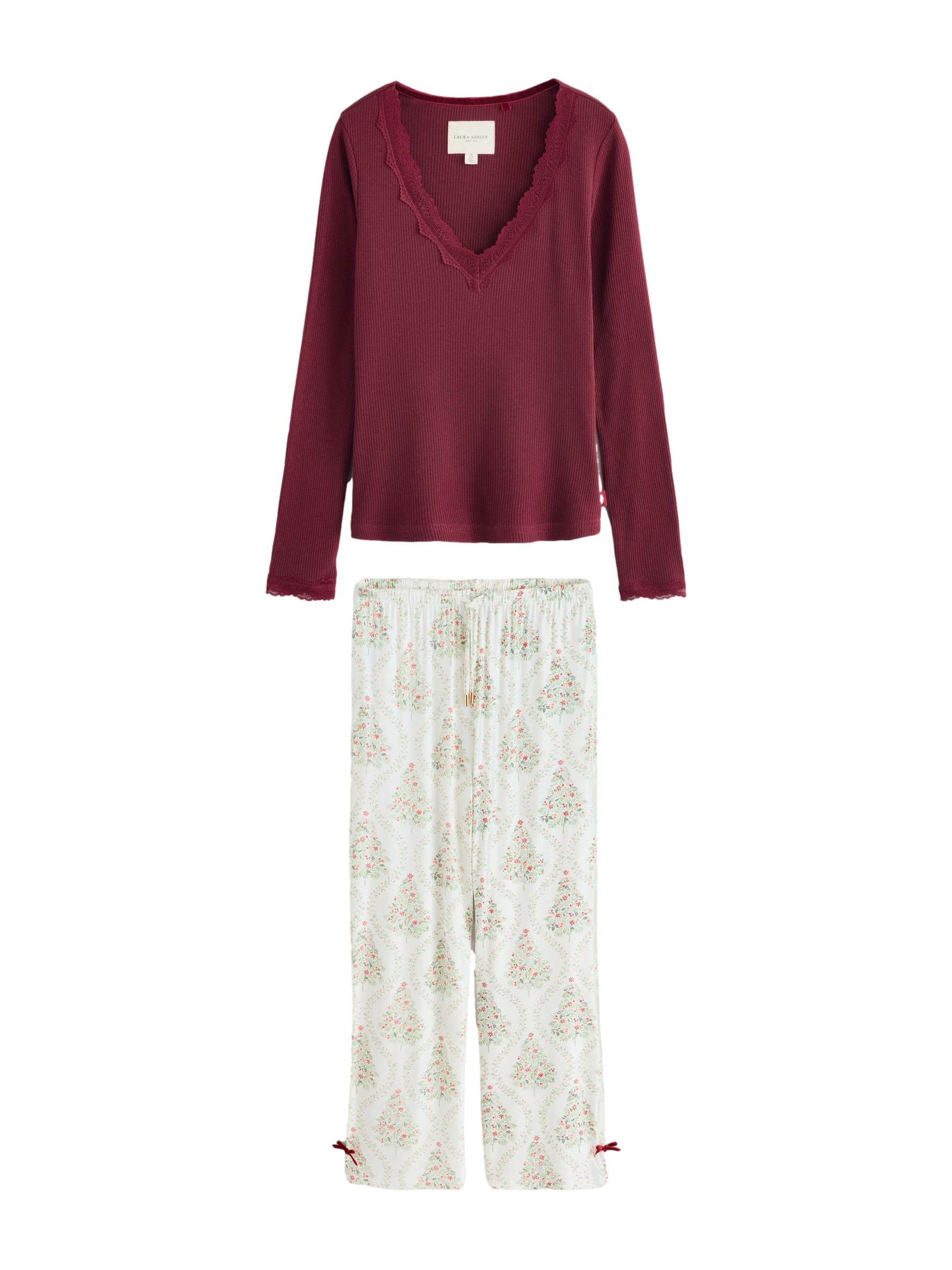 Ecru Long Sleeve Jersey Woven Christmas Pyjamas