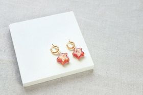 Gold Star Earrings Ruby Pink Gold Plated Studio Lifestyle Colour