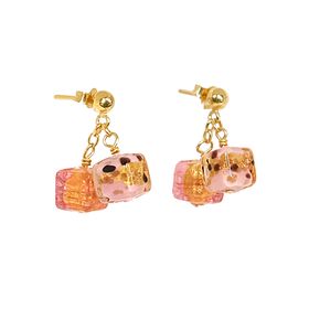 Felice Leopard Print Murano Glass Stud Earrings Gold Vermeil