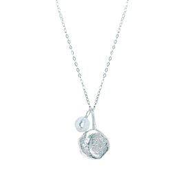 Molten Crescent Moon Necklace Organic Shape Sterling Silver Studio Lifestyle Square