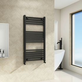 Porto Heated Towel Rail - Straight Ladder - Matt Black