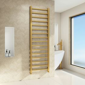 Majestic Heated Towel Rail - Straight Ladder - Brushed Brass