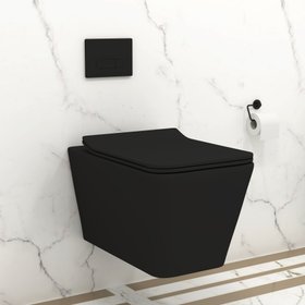 Elena Matt Black Wall Hung Rimless Toilet