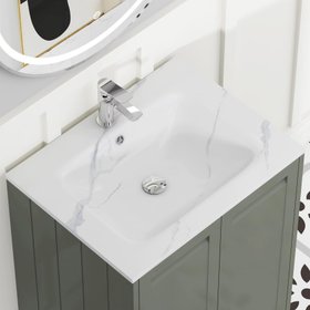 Elmore Matt Green Vanity Unit with Carrara White Basin