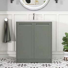 Elmore Matt Green Vanity Unit with Carrara White Basin