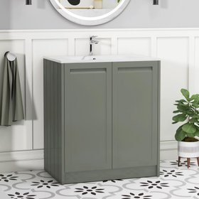 Elmore Matt Green Vanity Unit with Carrara White Basin