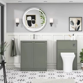Elmore Matt Green Vanity Unit with Carrara White Basin