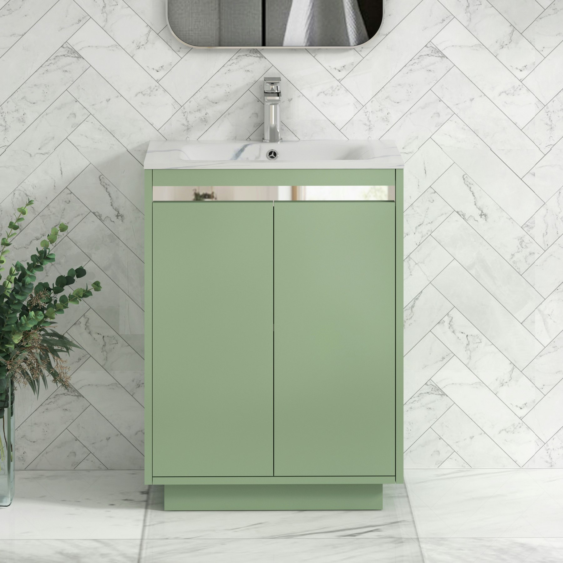 Orion Mint Sage Vanity Unit with Carrara Basin