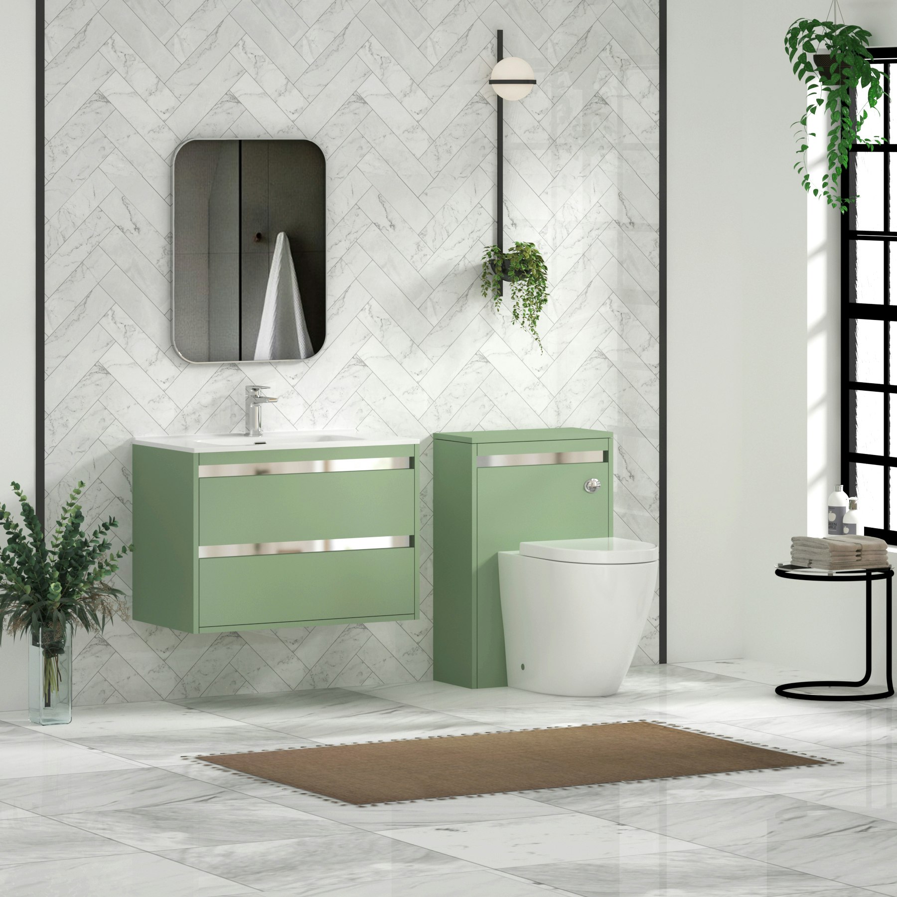 Orion Mint Sage Vanity Unit with Ceramic Basin