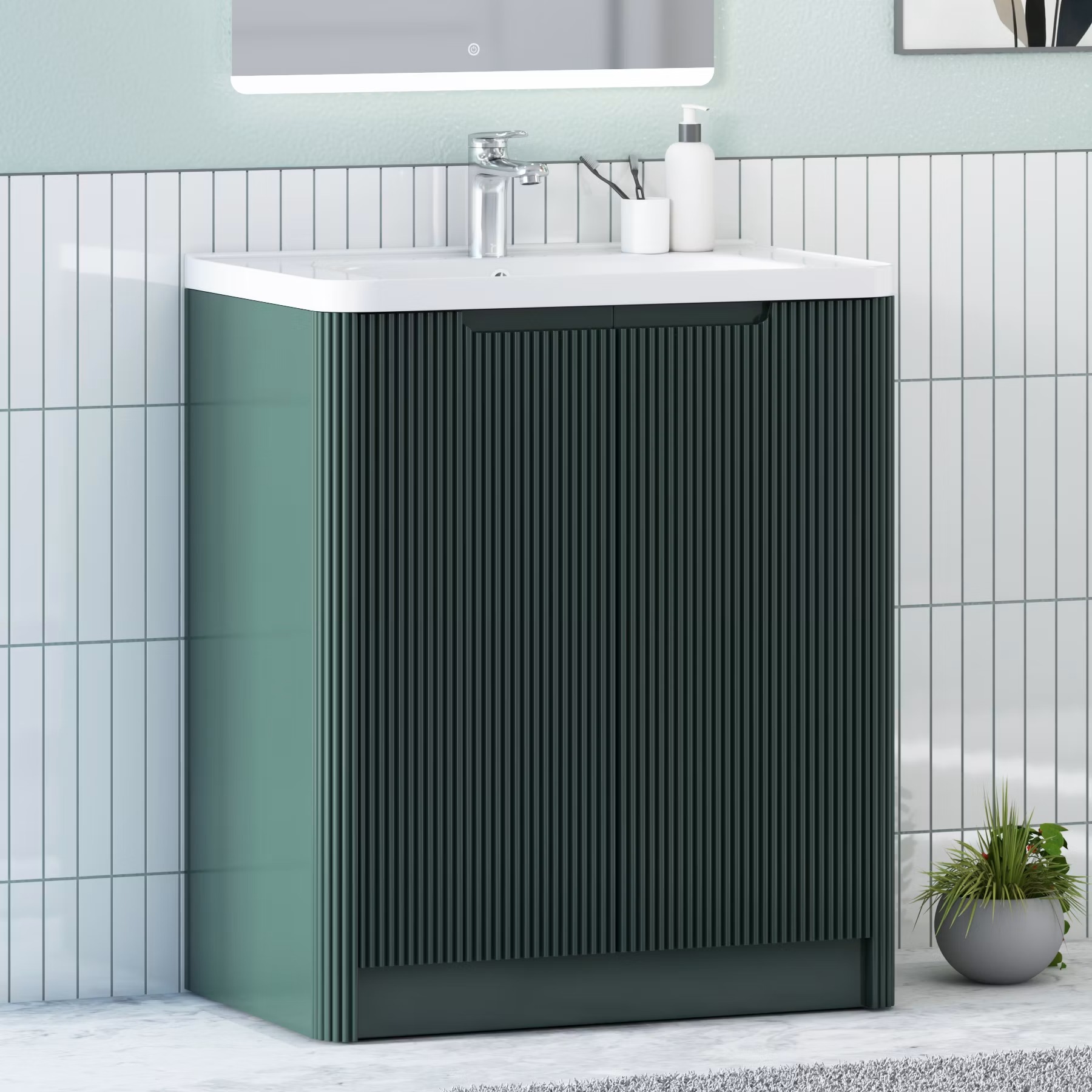 Avenza Deep Moss Green Vanity Unit with Ceramic Basin