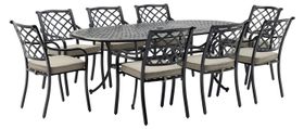 X25BG08 Bridgewater 213 X 108cm Oval Table With 8 Armchairs, Parasol & Base   Black