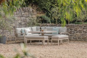 Bramblecrest Zurich Modular Sofa With Square Tree Free Adjustable Piston Casual Dining Table & 2 Benches   Mocha