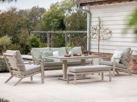 X25ZRM11 Zurich Mocha 3 Seater Sofa with Rectangle Piston Adjustable Table, 2 Armchairs & Bench