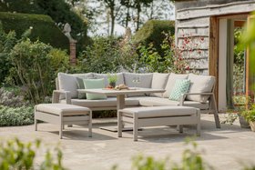 Bramblecrest Prague Square Sofa with Piston Adjustable Table & 2 Benches – Latte