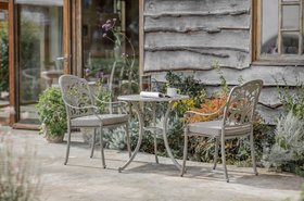 Bramblecrest Venice 78cm Round Bistro Table with 2 Stacking Armchairs - Stone