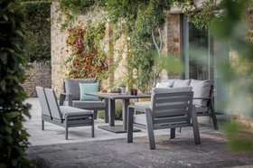 Bramblecrest Prague 3 Seat Sofa With Rectangle Piston Adjustable Table, 2 Sofa Chairs & Bench - Anthracite