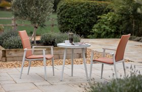 Bramblecrest Sofia 80cm Round Bistro Table with 2 Deluxe Armchairs - Apricot