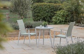 Bramblecrest Sofia 80cm Round Bistro Table with 2 Deluxe Armchairs - Green