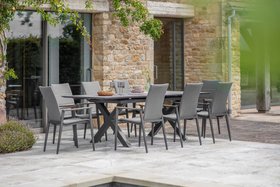 Bramblecrest Sofia 200/260 x 95cm Ext X Frame Rectangle Table with 8 Deluxe Armchairs - Anthracite