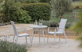 Bramblecrest Sofia 80cm Round Bistro Table with 2 Armchairs - Grey