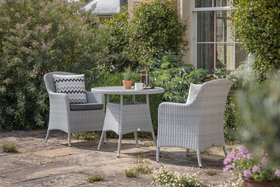 Bramblecrest Tetbury 80cm Tree-Free Round Bistro Table with 2 Armchairs - Graphite