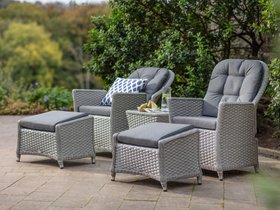 Bramblecrest Wentworth Rattan Recliner Set with 2 Footstools & Side Table