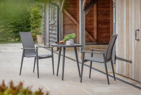 Bramblecrest Sofia 80cm Round Bistro Table with 2 Armchairs - Anthracite