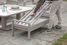 Bramblecrest Prague 3 Seat Sofa with Rectangle Piston Adjustable Table, 2 Sofa Chairs & Bench – Latte