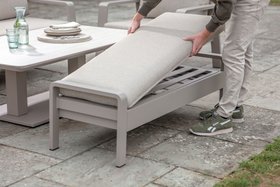 Bramblecrest Prague 3 Seat Sofa with Rectangle Piston Adjustable Table, 2 Sofa Chairs & Bench – Latte