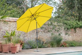Santorini Lemon Aluminium 8 Rib Crank Handle Tilt Parasol