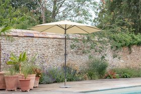 Santorini Sand Aluminium 6 Rib Crank Handle Tilt Parasol