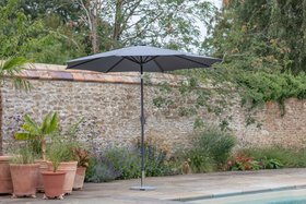 Santorini Grey 3m Aluminium 8 Rib Crank Handle Tilt Parasol