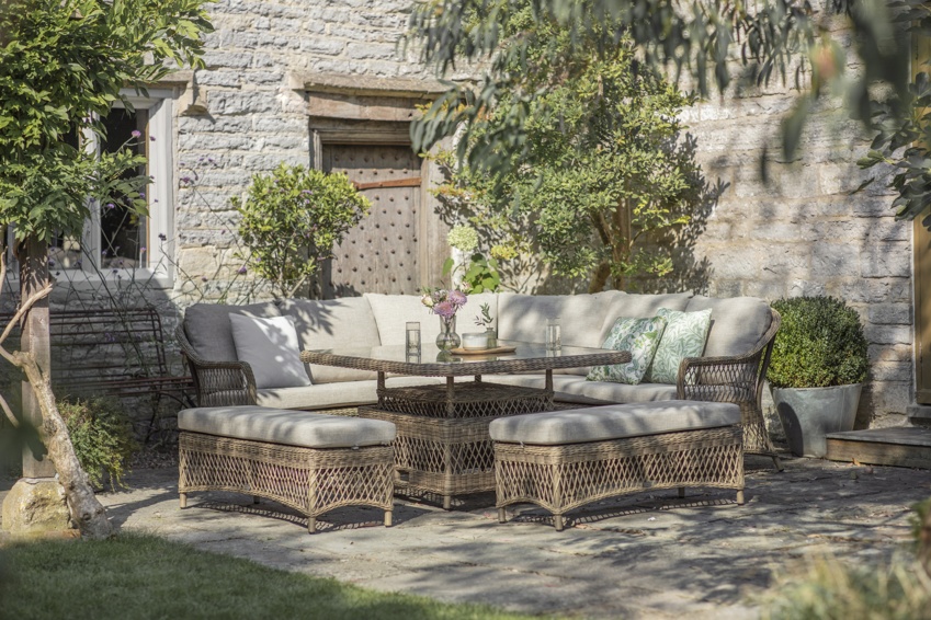 RHS By Bramblecrest Rosemoor Square Modular Sofa With Square Adjustable Table & 2 Benches