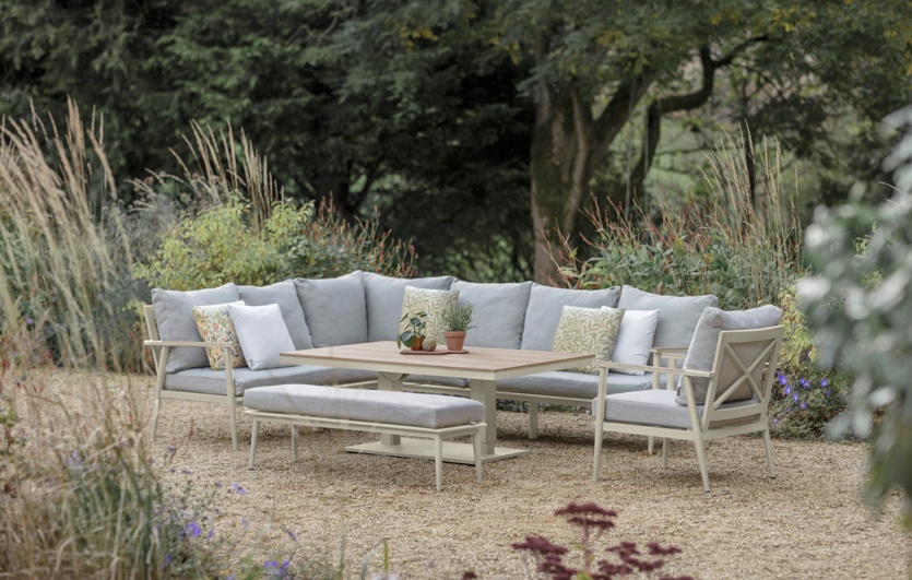 RHS By Bramblecrest Wisley L Shape Sofa With Piston Adjustable Table, Bench & Sofa Chair   Mocha 4