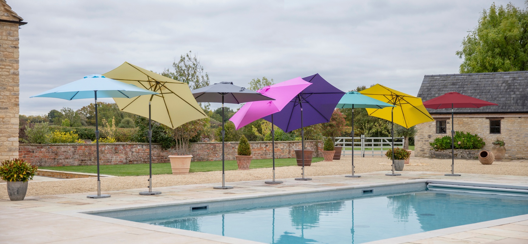 Santorini Aluminium 8 Rib Crank Handle Tilt Parasols