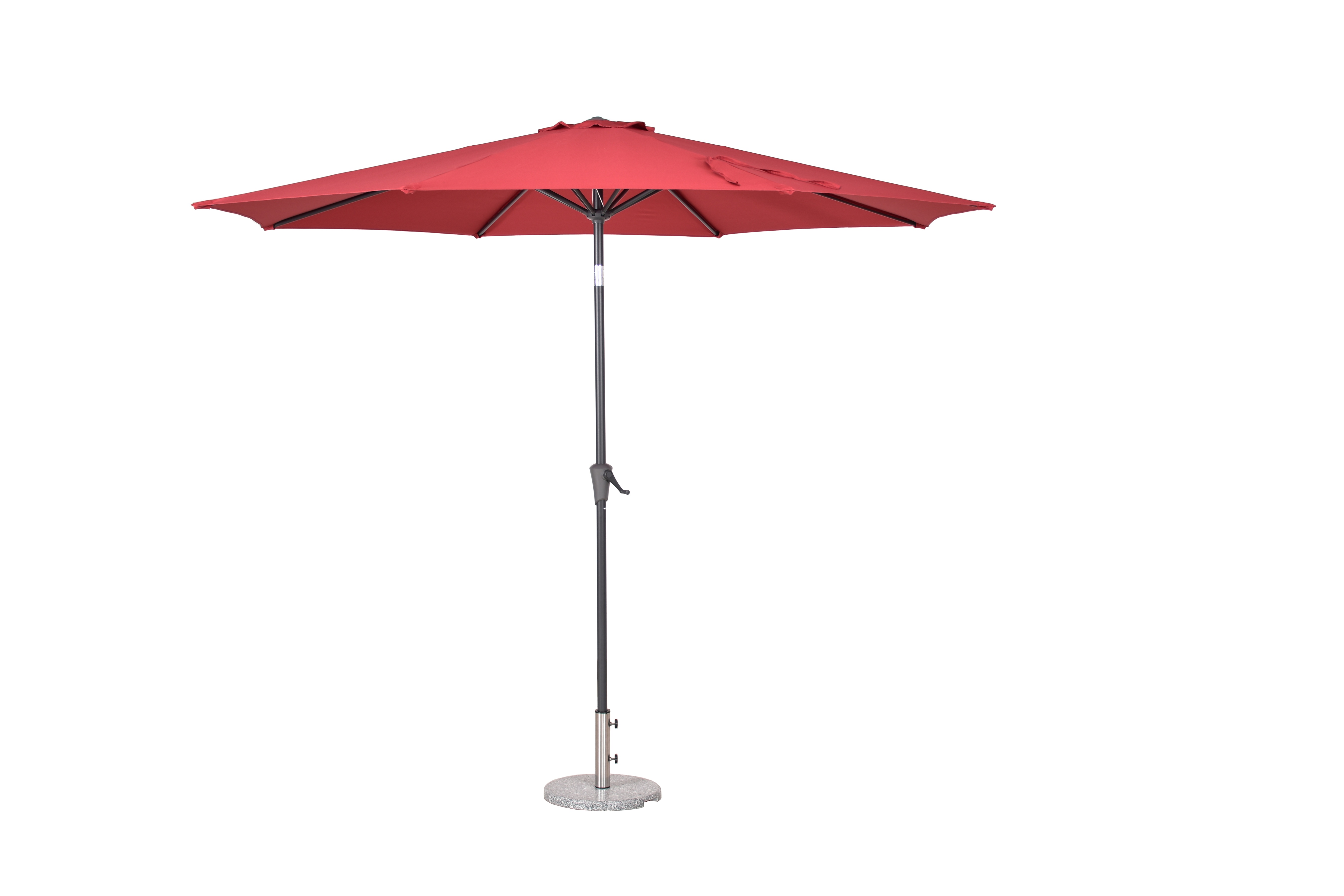 Santorini Claret Red Aluminium 6 Rib Crank Handle Tilt Parasol