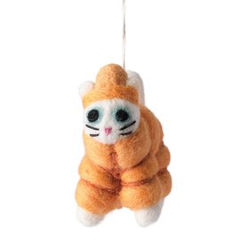 Orange Puffa Jacket Cat Felt Decoration
