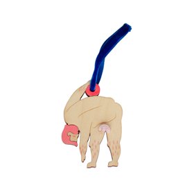 Naked Man Wooden Hanging Ornament - Coral Hair