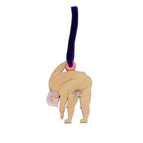 Naked Man Wooden Hanging Ornament - Pale Pink Hair