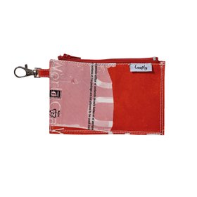 Repurposed Plastic Mini Pouch - Red & White