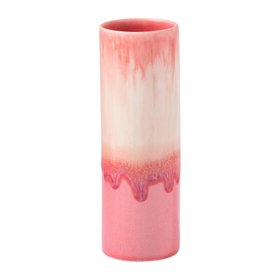 Porcelain Cylinder Vase in Pinks and White