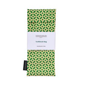 Toothbrush Travel Pouch in Green and Yellow Tile Print